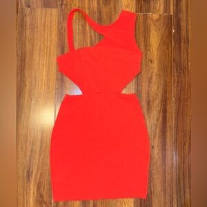 Blue Blush Vibrant Orange Red One Shoulder Dress